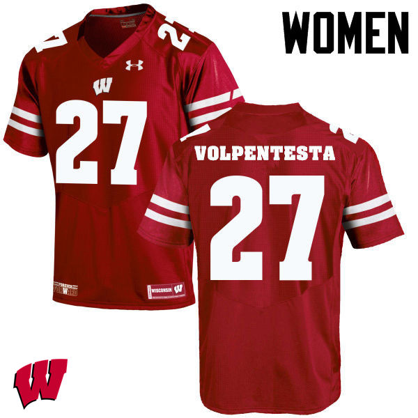 Women Winsconsin Badgers #27 Cristian Volpentesta College Football Jerseys-Red - Click Image to Close